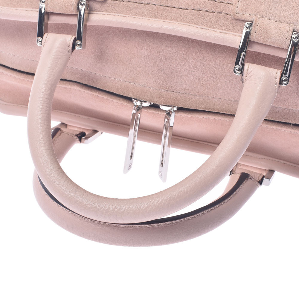 LOEWE Rhinestone Pink Beige Tan Suede Handbag - Picture 3 of 11